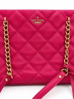 kate spade Quilted Chain-Handle Shoulder Bag in Fuchsia with Gold Hardware